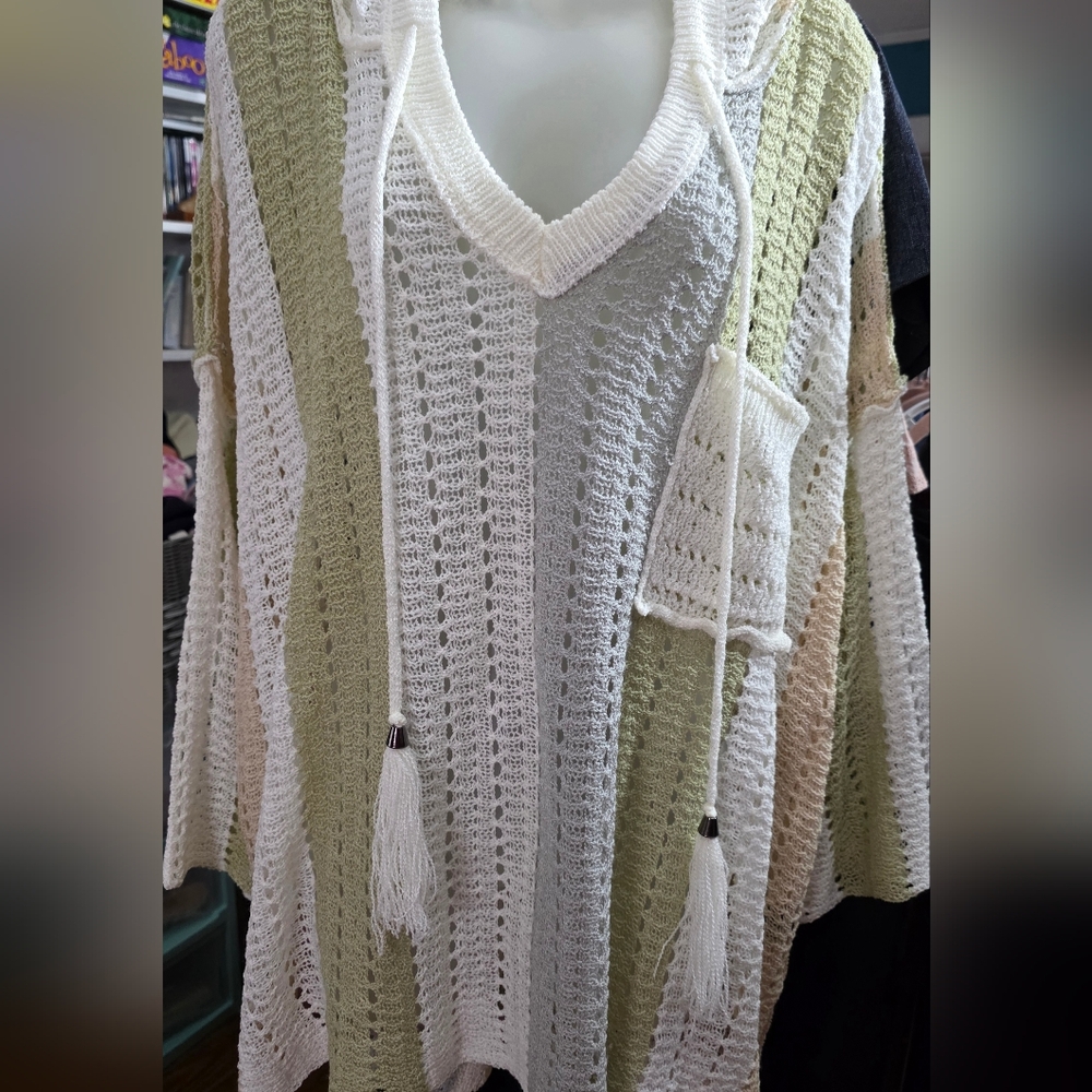 POL Womens Chunky Knit Hoodie Pullover Hi Low Sweater Oversized - Picture 2 of 6